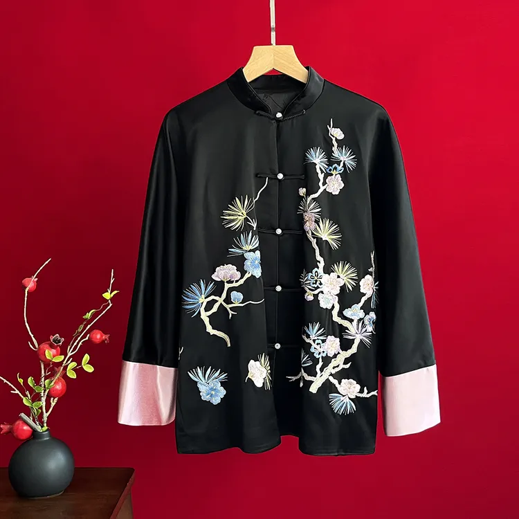 复古高端国风秋季新款女上衣优雅气质新中式盘扣长袖重工刺绣外套