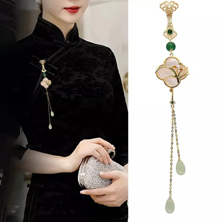 合金合成锆石胸针 古风气质梅兰竹菊胸针压襟旗袍挂件汉服挂饰品