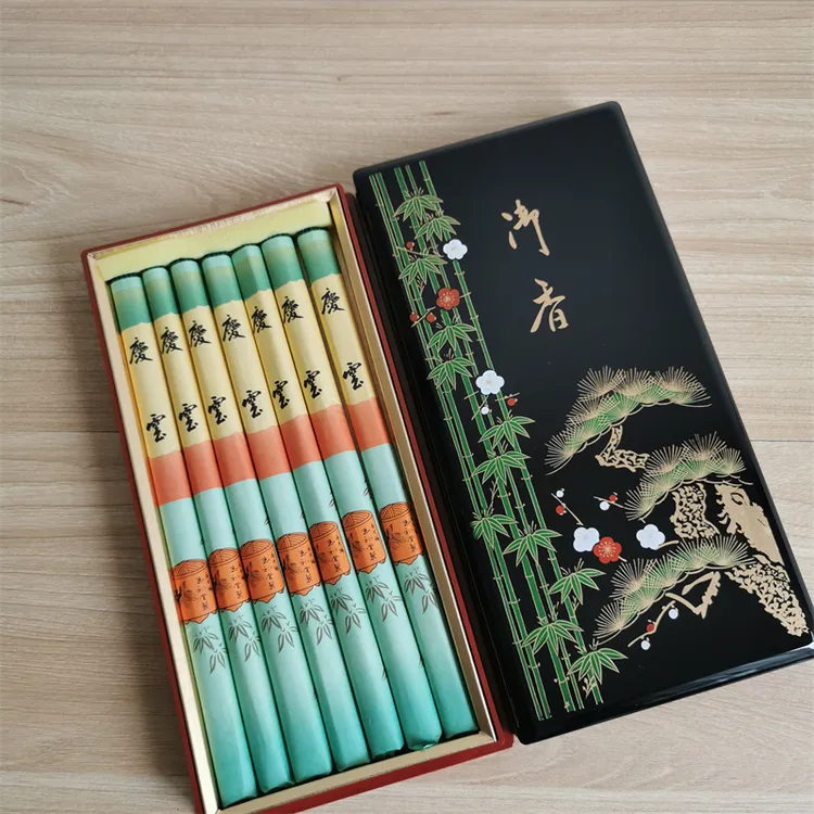 日本香老铺玉初堂线香 庆云竹长寸线香 金莳绘松竹梅漆盒装