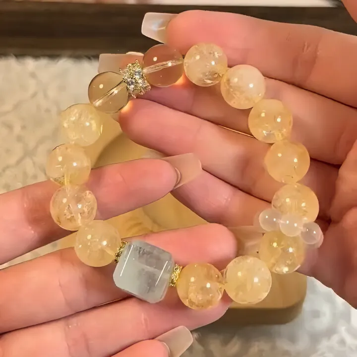 天然黄水晶手链天然黄阿赛水晶单圈手串时尚百搭女款多样性发一