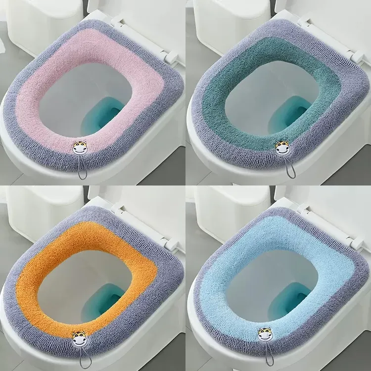 冬季保暖加厚毛绒马桶垫子坐便套家用通用马桶贴防水坐便器垫圈套