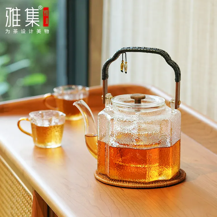 YAJI/雅集玻璃茶壶苏窗提梁壶家用煮水壶耐热防爆蒸煮一体大容量