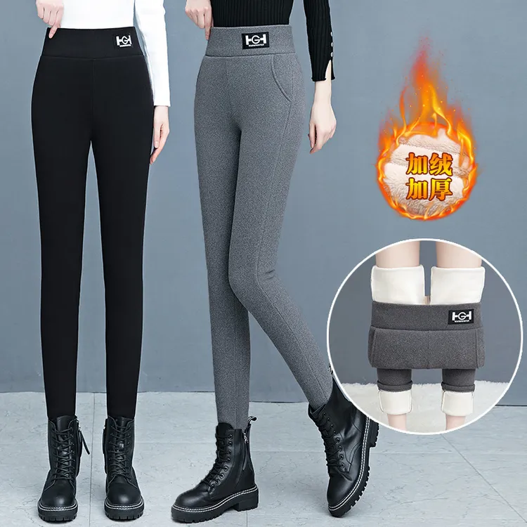  【男女同款】新款加绒加厚打底裤 高腰提臀 大码美体裤 保暖不臃肿商品图