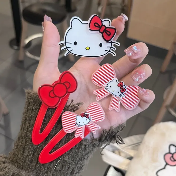 红色KT蝴蝶结发夹ins可爱少女心发卡刘海夹侧边夹子发饰品头饰