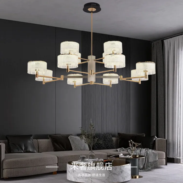 双十一金闪闪现代简约意式黑白灰客厅大灯2025新款吊灯中山灯饰