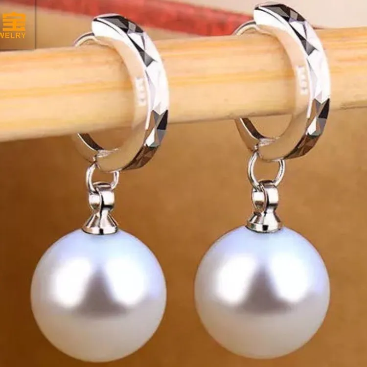 铜合金仿珍珠耳饰 简约耳环耳坠韩版耳饰品耳扣耳圈简约白色百搭