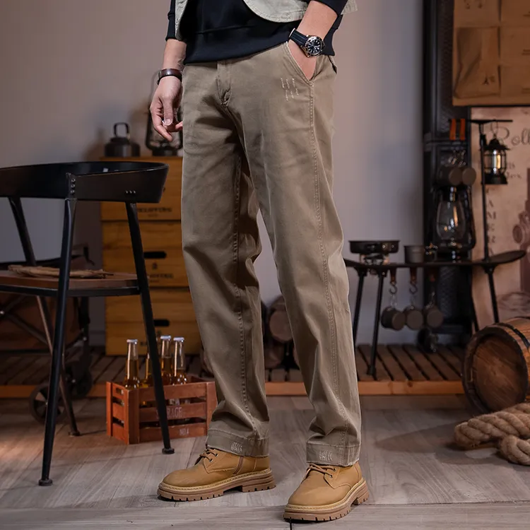 NS529美式休闲裤子男士潮牌阿美咔叽男秋冬裤子百搭直筒工装裤