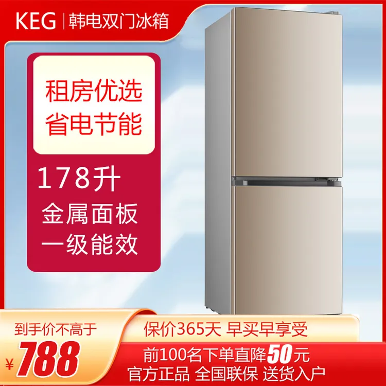 KEG/韩电178L小型电冰箱冷藏冷冻双开两门双门租房用宿舍节能公寓
