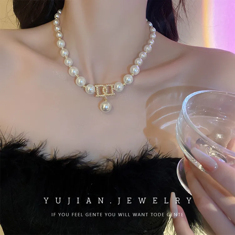 合金仿珍珠项链 赫本风高级感项链锁骨链女颈链新款装饰配饰饰品