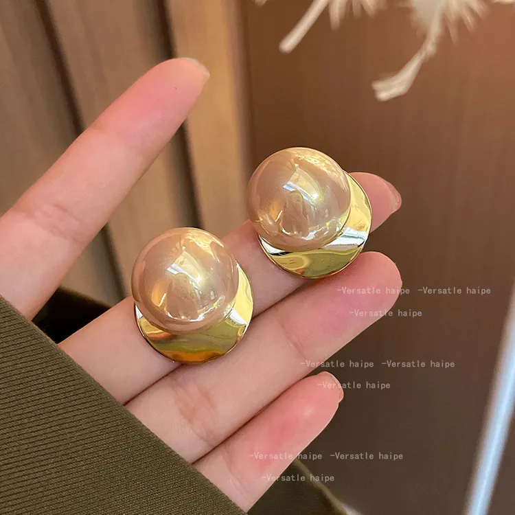 合金耳饰 耳钉欧美圆片珠珠耳环气质小众高级感简约耳饰女