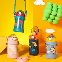 【鸭嘴保温杯】杯具熊儿童保温杯小学生网红可爱不锈钢带杯套水杯子