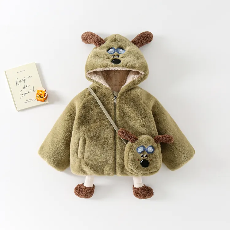 儿童外套男童洋气宝宝加绒毛绒加厚保暖冬季女童卡通冬款小童秋冬