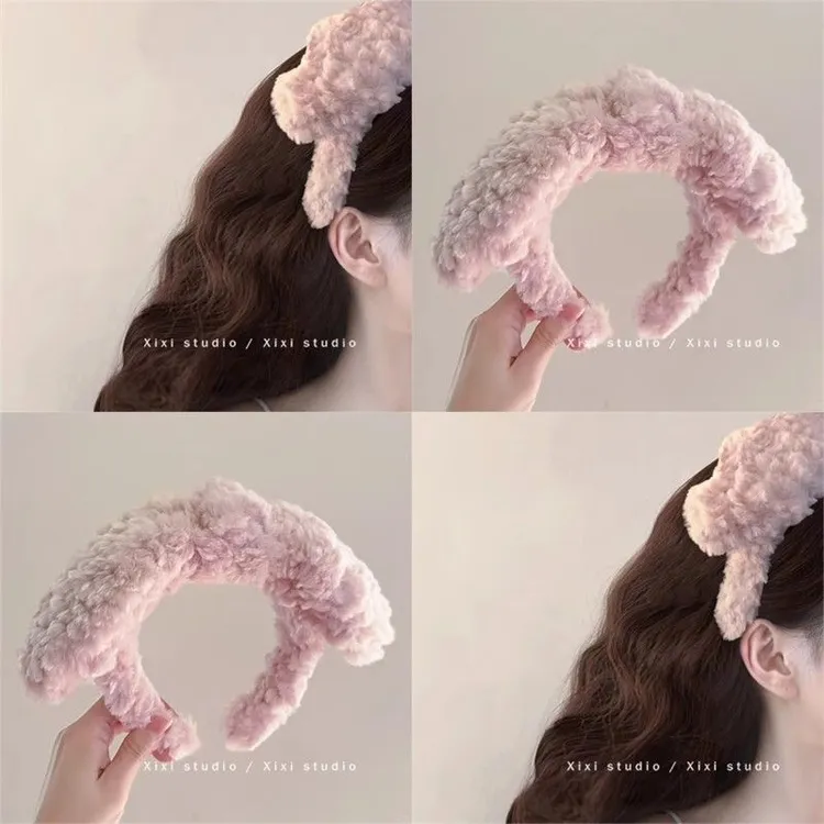 毛绒兔耳朵发箍可爱洗脸头箍甜美毛绒绒外出旅行发卡百搭减龄头饰