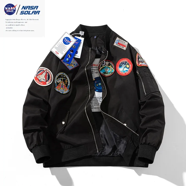 NASA秋冬潮牌徽章简约飞行员夹克男女情侣宽松休闲百搭棒球服外套