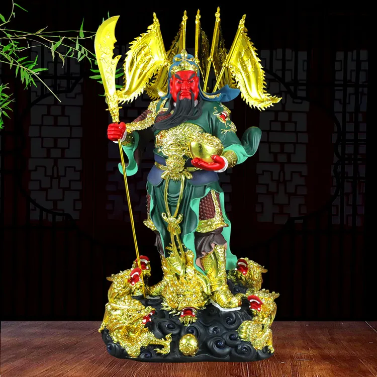 关公摆件武财神九龙关公家居桌面复古创意神像客厅装饰品摆件关羽