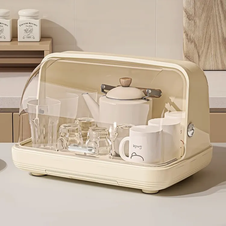 杯子收纳盒水杯桌面收纳杯架置物架防尘收纳盒玻璃杯茶杯托盘沥水