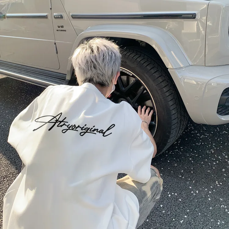 2024短袖t恤男宽松大码圆领潮流印花潮牌百搭重磅纯棉T恤半袖ins