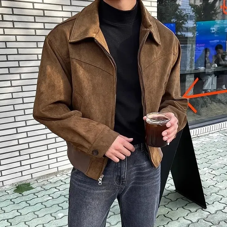 外套男春秋加厚冬季款高档宽松翻领休闲帅气新款百搭棉衣夹克潮