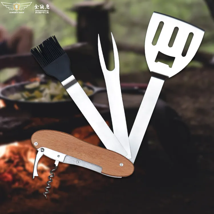 全能鹰露营便携烧烤组合工具多功能折叠烧烤叉油刷套装户外野餐