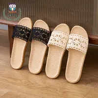 日式亚麻拖鞋女夏季室内凉拖鞋家用防滑软底夏天藤草藤编编织凉拖
