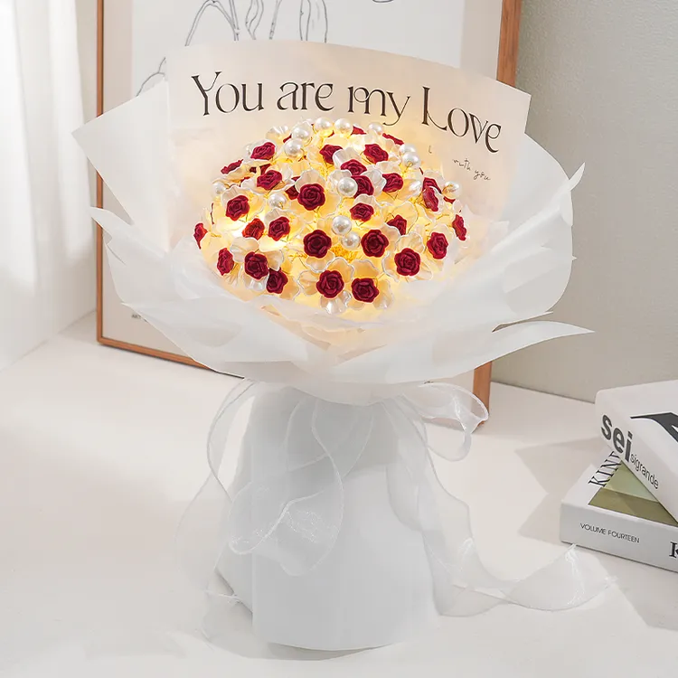 告白季圣诞节礼物红丝绒玫瑰手工diy花束手捧花材料包女友创意商品图