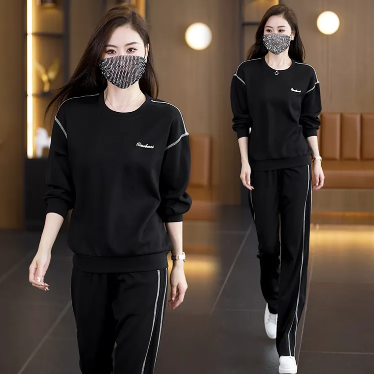 2024年秋季新款长袖宽松大码套装时尚气质减龄显瘦休闲运动两件套