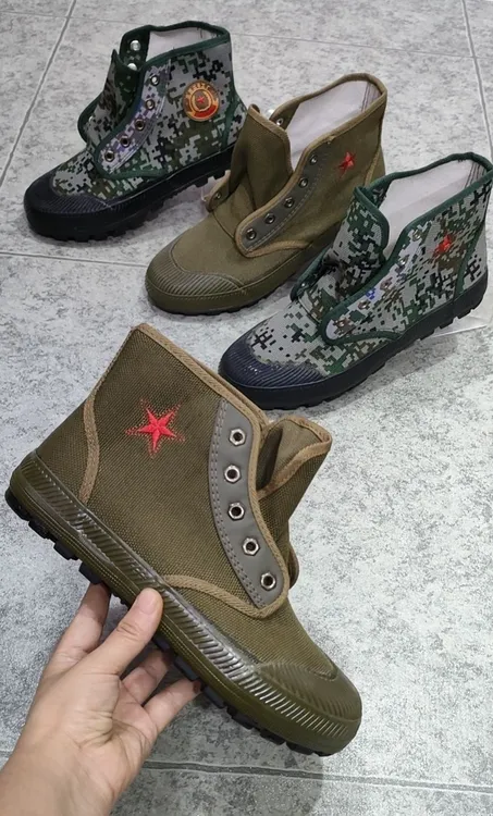 劳动者防水防油防污防滑农民干活系带高帮帆布鞋鞋户外透气加绒