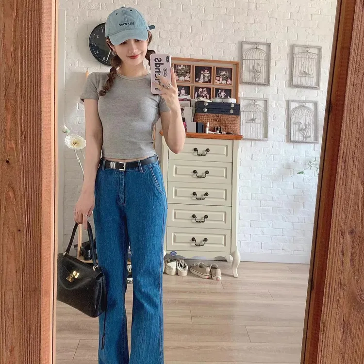 辣妹正肩短袖T恤夏季紧身百搭基础款纯色露脐短款圆领气质上衣迪