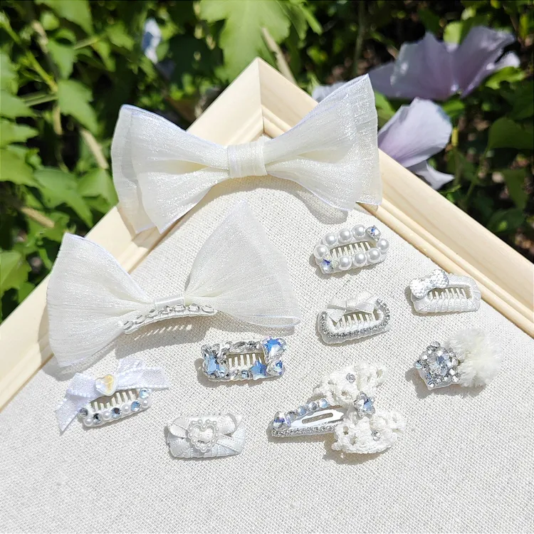 马尔济斯约克夏西施发饰头花头饰发卡发夹宠物猫狗通用纯白色