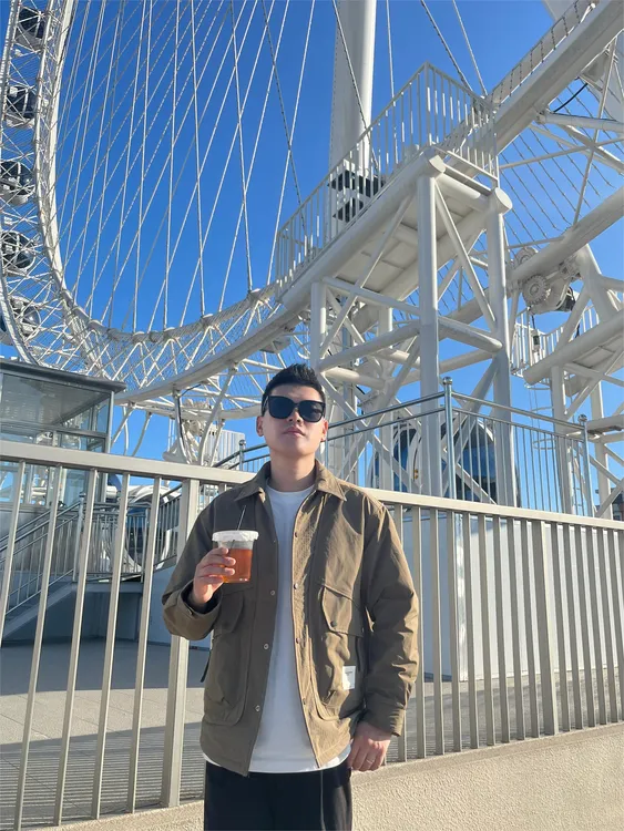 潮流原创假两件撞色棉服保暖百搭春秋时尚男士休闲翻领宽松外套