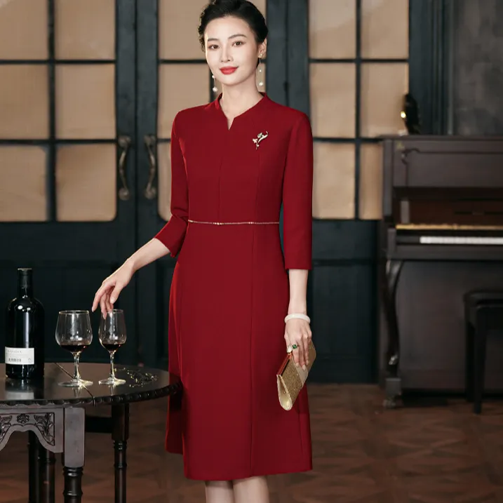 2025春秋喜婆婆喜妈妈婚宴装喜家婆礼服简约A字气质显瘦礼服6646