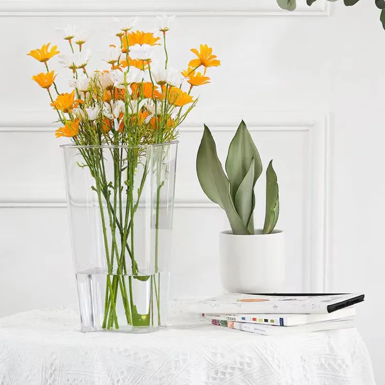 透明亚克力醒花桶家用花店高透明大号花桶鲜花桶塑料插耐摔透亮