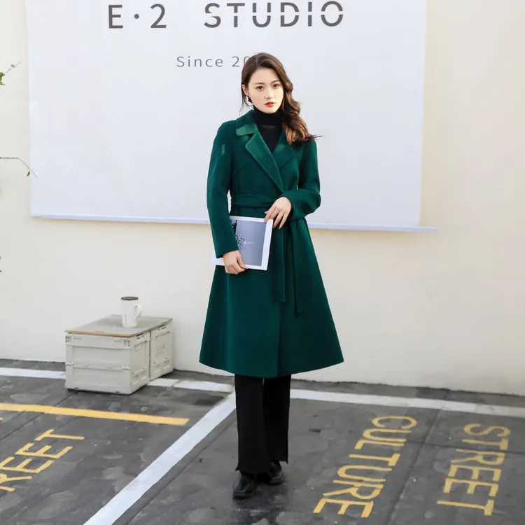 2022新款 秋冬新款女神款大衣气质显高显瘦外套中长款羊毛呢大衣