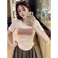 大码微胖2024女装新款洋气减龄夏日清爽短袖上衣