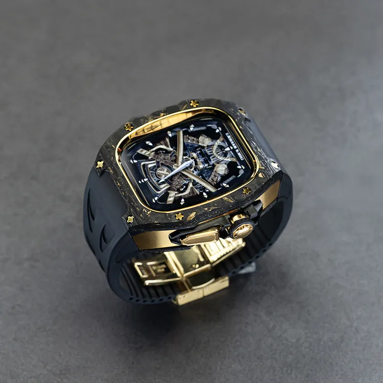 ultra1/2专用金色碳纤维iwatch理查德改装保护壳适用苹果手表表带