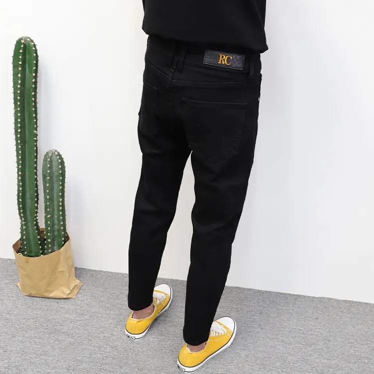 黑色九分牛仔裤男修身小脚弹性百搭水洗韩版贴身裤子男士潮流新品