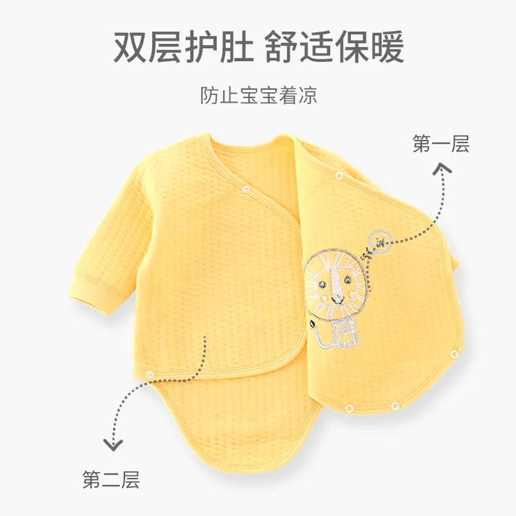 婴儿包屁衣春秋男女宝宝连体衣夹棉长袖三角爬新生儿哈衣冬季保暖