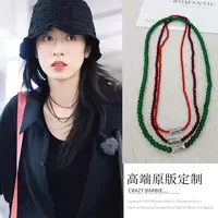 锌合金仿水晶项链 周雨彤中式同款气质叠带串珠项链锁骨链 毛衣链