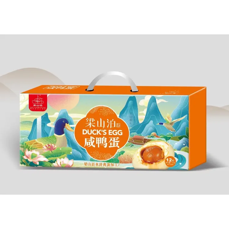 梁山泊精品传统腌制咸鸭蛋礼盒12枚咸香美味咸香起沙流油真空包装