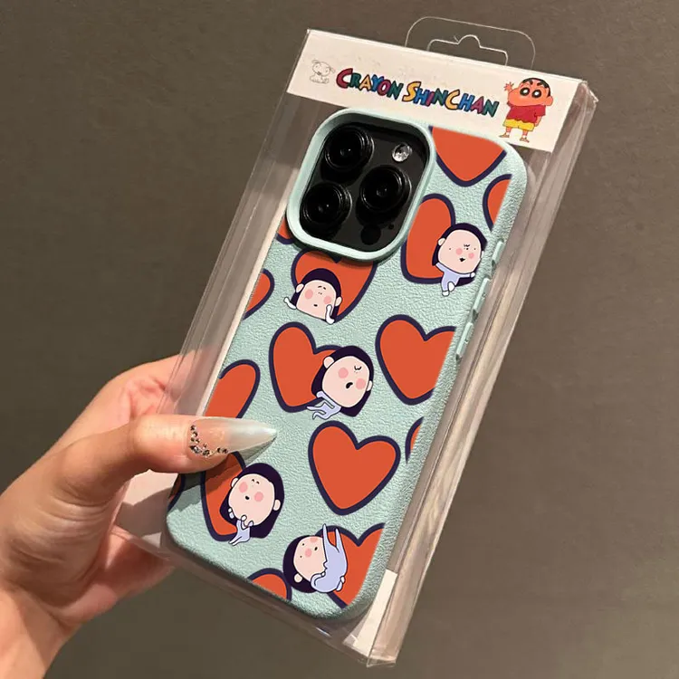 个性爱心适用苹果15手机壳iPhone14promax高级感13荔枝纹12软潮11
