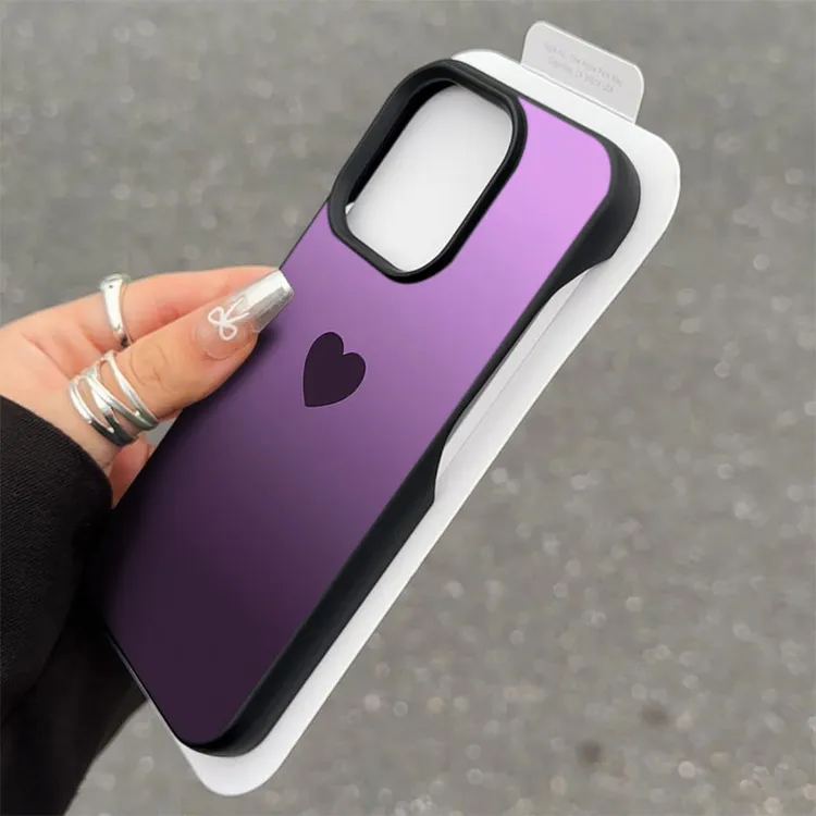 渐变紫色爱心半包款软适用苹果16/15promax手机壳iphone14/121113