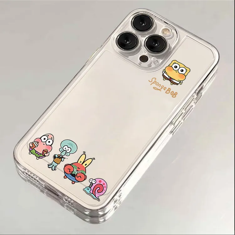 海绵宝宝适用iphone15pro手机壳苹果13/12/11透明14pro卡通8/XR