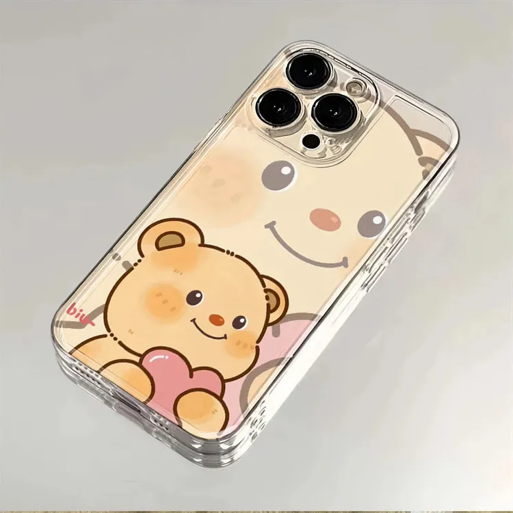 大头黄油小熊适用iphone16/15promax手机壳苹果13/12/11透明14p/8