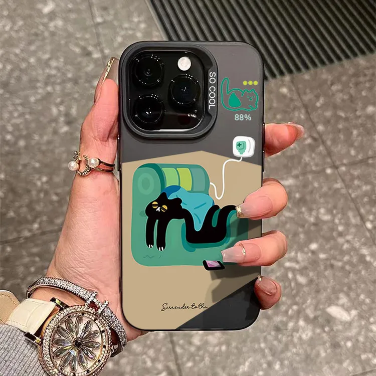瘫软小猫适用苹果15手机壳iphone14Promax磨砂13软硅胶12防摔11XS