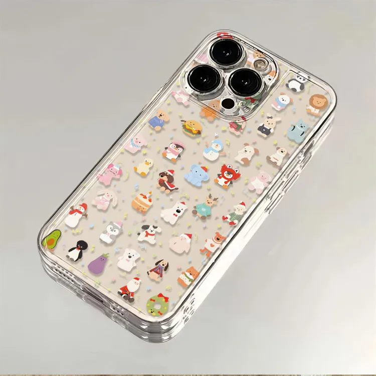 满屏小动物iPhone15ProMax手机壳苹果14PRO透明13新年12 11全包