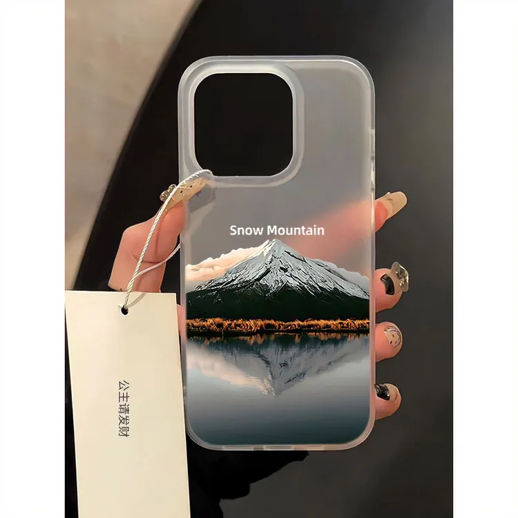 日照雪山苹果14_15ProMax手机壳iPhone13软硅胶12磨砂11防摔xs