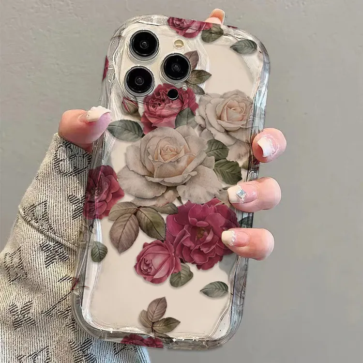 粉白玫瑰适用苹果15_14ProMax_13手机壳华为_OPPO_VIVO_小米_红米