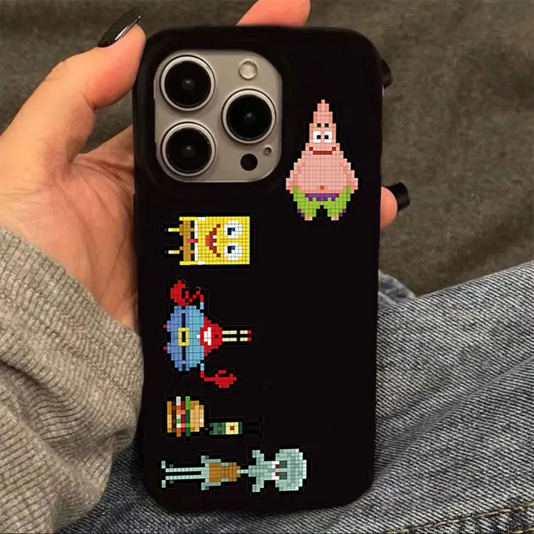 像素海绵宝宝适用iPhone15 14PM手机壳11苹果13 12P果冻壳软硅胶X