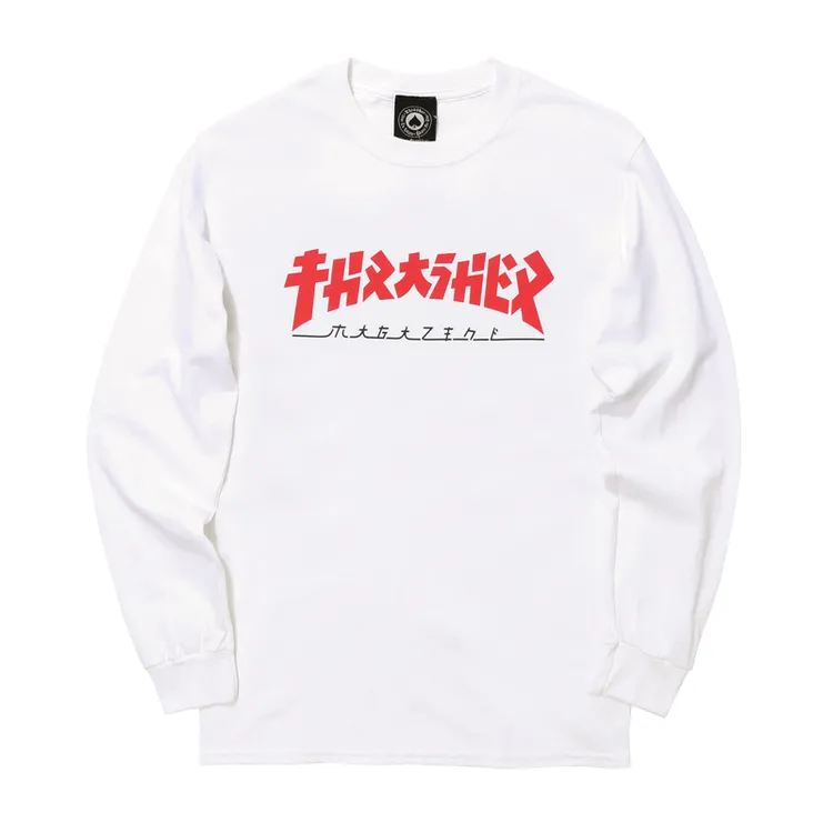 【THRASHER官方】GODZILLA L/S TEE 哥斯拉logo印花长袖T恤白色