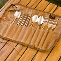 山之客户外露营十一餐具包野餐野炊用品不锈钢刀叉勺子可折叠包